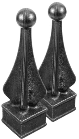 OSALADI 2pcs Iron Fence Finials Garden Topper Pointed Shape Cast Iron Yard Decorations Weldable Decorative Fence Accessories for Courtyards and Gates