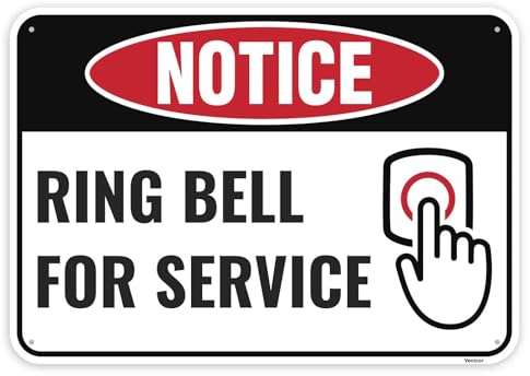1PC Ring Bell For Service Sign, 10 x 7 Inches - Aluminum - Please Ring Doorbell For Assistance