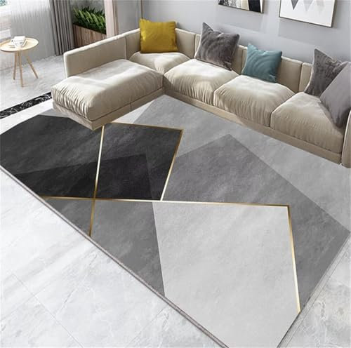 RUGMRZ Bettvorleger Schlafzimmer rutschfest 200x250CM Gamer Teppich Teppich Oudoor grau Rutschfester und schmutzabweisender Wohnzimmerteppich im modernen Streifendesign