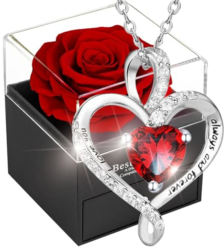 Willuck Ewige Rose Geschenkbox,Rote Eternal Rose für Freundin,Infinity Rosen für Damen,Immer Echte Rosebox Geschenke für Frauen am Valentinstag Weihnachten,Hochzeitstag,Geburtstag, Mama