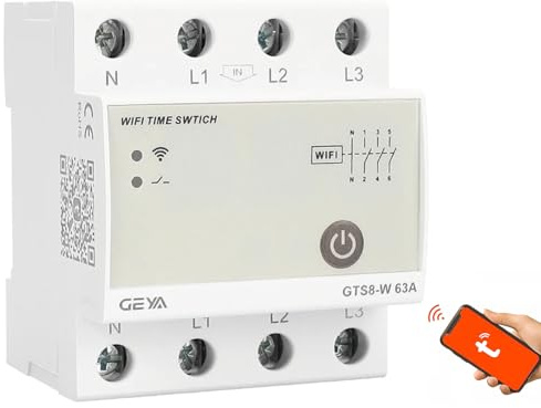 GEYA Intelligenter Wifi-Zeitrelais-Schalter Smart Home Drahtloser Fernbedienungsschalter von Tuya APP AC220V DIN-Schienen-Typ (4P-63A)
