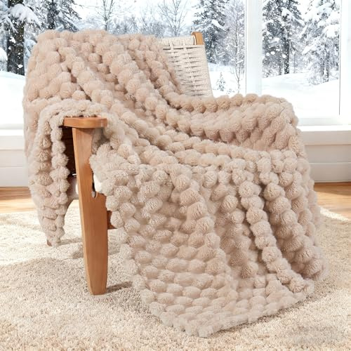 Whale Flotilla Throw Blanket for Sofa with Expanded 3D-Jacquard Pattern, 130x150 CM Fuzzy Soft Cozy Exquisite Blankets or All Season, Warm and Fluffy, Camel