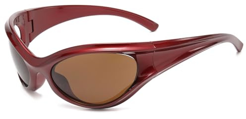 LJCZKA y2k Oversized Wrap Around Sunglasses for Men Women UV400 Protection | Vintage Oval Shades Trendy Sports for Cycling Driving Outdoor