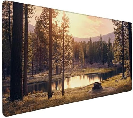 Gaming Mauspad XXL 800x300x3 mm Groß Mousepad Grau Schreibtischunterlage See Mouse Pad mit rutschfeste Gummibasis, Vernähte Kanten Design Wasserdicht Mouse Pad für PC Gaming Zubehör, Geschenk Z-372