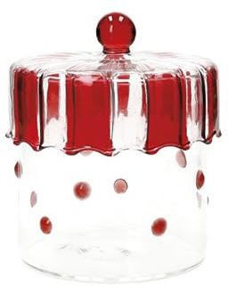 BRANDANI Oggetti Natale Barattolo pois rosso piccolo in vetro Ø 9 x h 12 cm