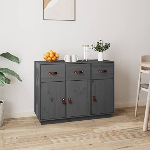 Xichuzi Sideboard Grau 100x40x75 cm Massivholz Kiefer, Kommode Schlafzimmer, Kommoden & Sideboards, Wohnzimmerschrank, Flur Kommode, Zimmer Möbel - 820149