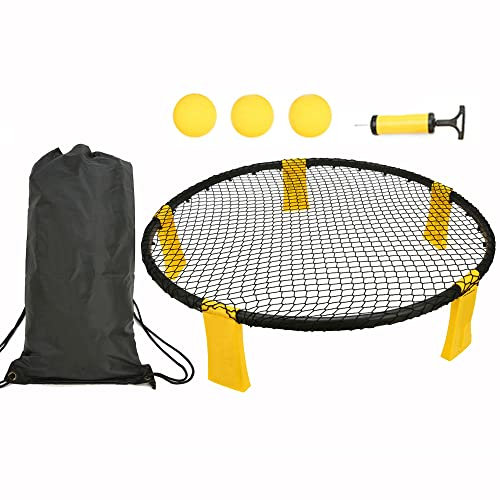 Tragbares Mini-Beachvolleyball-Spike-Spiel-Set mit Netz und 3 Bällen, Outdoor-Teamsport- und Fitnessgeräte