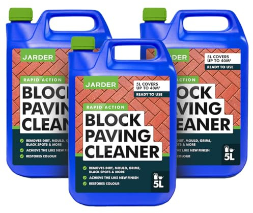 Jarder Rapid Action Block Paving Cleaner 3 x 5L - Elimimates Black Spot, Lichen, Dirt, Grime, Mould and More - Protects against Cracking - Restores Colour