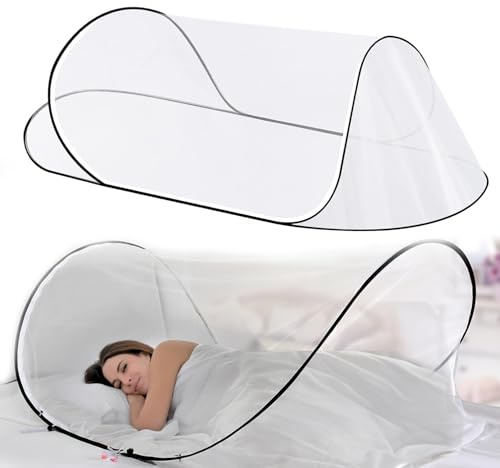 Mosquito Net for Bed – Pop Up Mosquito Net Tent with Zipper, Foldable & Portable Mosquito Nets for Outdoor Camping, Travel, Bedroom Use, Breathable Insect Protection Shelter for Adults & Kids