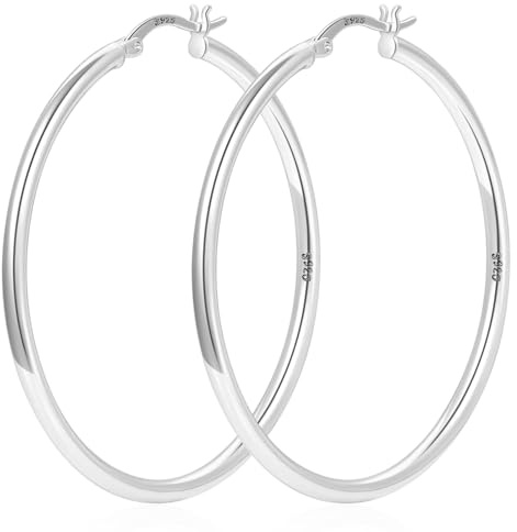 Sterling Silver Hoop Earrings for Women Hypoallergenic Large Hoops Earring