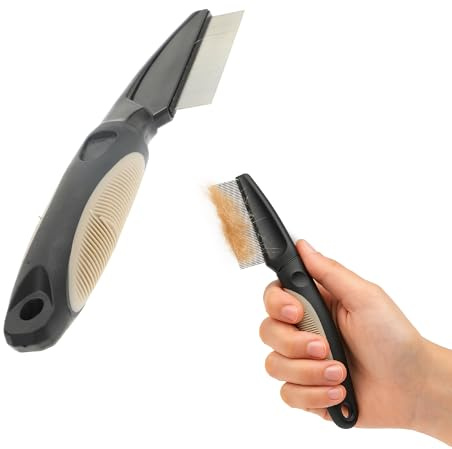 Rosewood Pettine anti-pulci per cani e gatti – Elimina pulci e lendini – nero – ideale per zone sensibili come orecchie e nuca