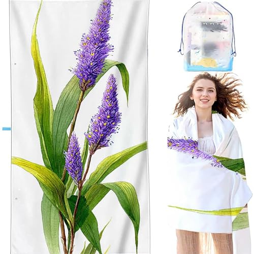 Telo Mare Grande 90x200 cm Viola Telo Mare Microfibra Ultra Assorbente Antisabbia Asciugatura Rapida Uomo e Donna Regalo Stuoia Spiaggia Pianta per Sedie da Spiaggia/Piscina/Spiaggia/Viaggi SYL1 2-Z-4