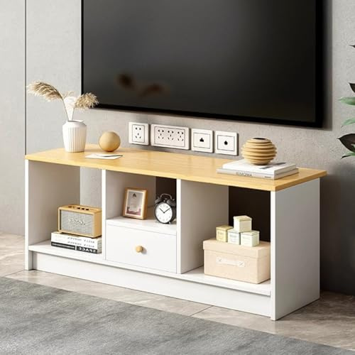 CHZIMADE TV Stand with Shelves Cabinet Unit Media Stand Home Furniture Storage 2 Open Shelves and 1 Drawer TV Table