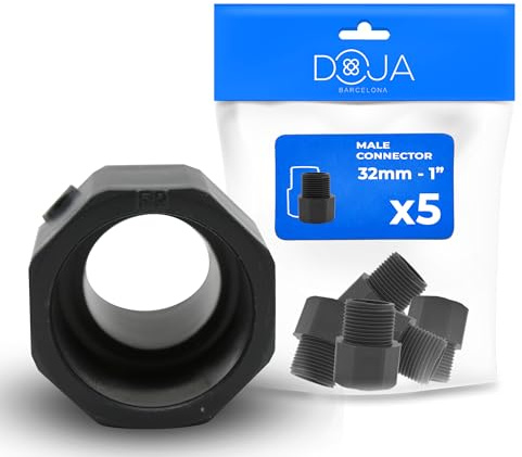 DOJA Barcelona PVC-Rohrverschraubung - Ø32mm x1 - 5er-Pack - Verschraubung, Steckbuchse, Gewindemuffe, Korrosionsbeständig Und Zuverlässig Verbunden Für Langlebigkeit - PVC Adapter