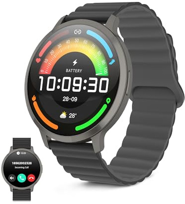 KSIX Smartwatch Core 3 MAX Go - Reloj Inteligente Hombre Pantalla AMOLED 1.73, Diseño Ultra Fino, Llamadas, Correa Silicona Magnética, IP68, Compatible con iPhone®, Android® y Samsung® - Negro