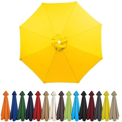 Auvent De Remplacement Pour Parasol 8 Baleines,2m 2.3m 2.5m 2.8m 3.3m 3.5m 4m Toile de Rechange pour Parasol Terrasse Housse De Rechange Pour Cour, Jardin, Plage(Yellow,3.3 m/8 ribs)