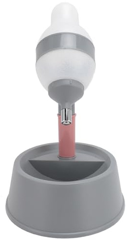 Generic Pet Automatic Water Dispenser 2 in 1 Adjustable Steel Standing Bowl for Dogs Cats Dutch Pigs Ferrets (Gray)
