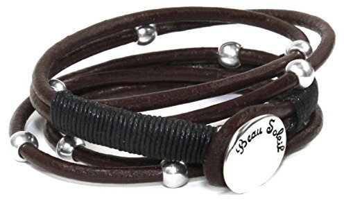 Beau Soleil Jewelry Schmuck Armband Wickelarmband Damen Herren Lederschmuck braunes Leder (66)