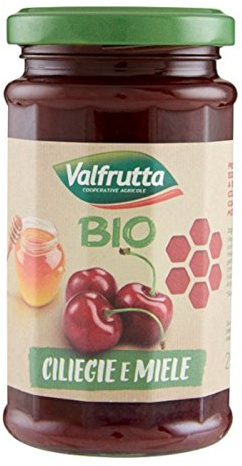 CONFETTURA BIOLOGICA CILIEGIE E MIELE VALFRUTTA 250 GR MARMELLATA COLAZIONE BIO