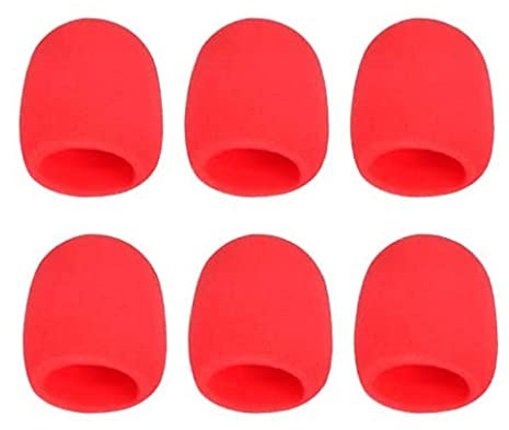 Mikrofon-Abdeckung aus Schaumstoff, für Handmikrofon, Windschutz, Rot, 6 Stück