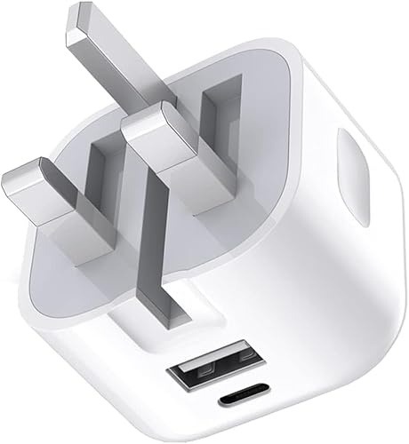 20W Fast Charger For iPad 11th Generation 2026 2025/10th Generation 2022 | 2 Port USB + USB C Travel Fast Charging Plug Power Adapter Phone charger For ipad 2022 2025 10.9, 11 (WHITE)
