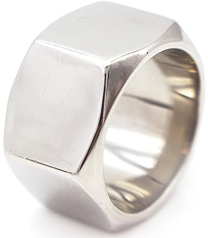 Vorsteckring Silber, Vintage Ringe Men Titan Edelstahl Silberring Breitband 13mm Vatertagsgeschenk Ringe Größe 60 (19.1)