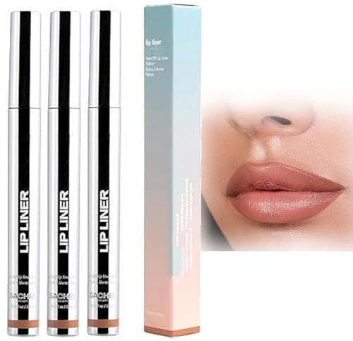 Kidmis Abziehbarer Lippenkonturenstift, 2024 Removable Lip Liner Pencil, dass die Lippenfarbe Make-up nicht abnimmt Peel Off Lip Liner 5 ml Concealer Augenringe (5ML*3)