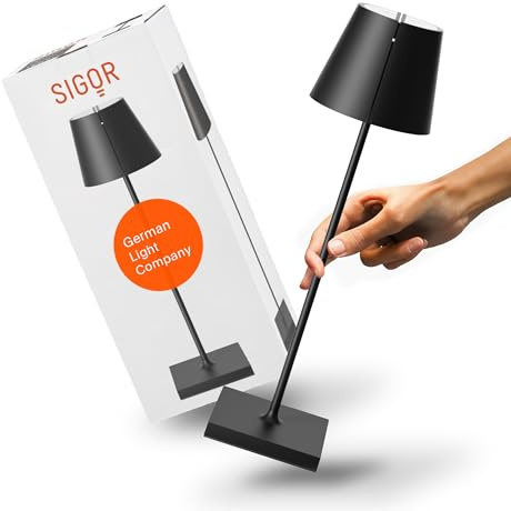 SIGOR Nuindie 2.0 tango Akku-Tischleuchte, nachtschwarz | Dimmbar • schwenkbarer Leuchtenkopf • 38 cm • USB-C • 12 h Leuchtdauer