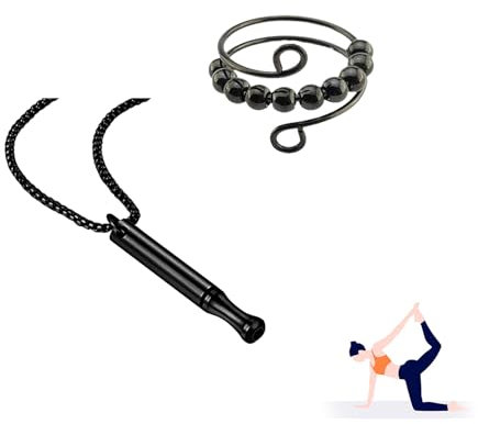 Rauchentwöhnung Hilfsmitte,V2 Halskette Rauchfrei Original,Atemkette Rauchfrei Hilfsmittel Raucherentwöhnung Kette mit Pfeif,Angst Atemhalskette mit Widerstand,Gegen Rauchen Aufhören Necklace mit Ring