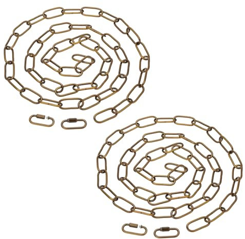 PATIKIL 6ft Lighting Hanging Chain, 2pcs Metal Looping Chain with Quick Link Screw Lock Connectors for Plant Pot Chandelier Pendant Light Fixture, Gold Bronze