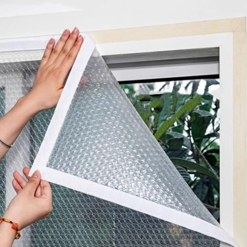 dabin007 Thermo Cover Fenster mit Luftpolsterfolie,Fenster Isolierfolie Kit Wärmeschutzfolie Thermofolie,Fenster Transparent Isolierung Zur Wärmedämmung an Fenstern,Thermofolie Fenster Gegen Kälte
