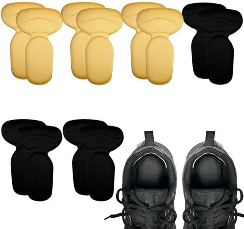 Bliceon 6 Pair Back of Heel Cushions - Adhesive Grip Pads for Loose Shoes and Boots, Reusable Anti-Blister Heel Protectors & Liners for Men and Women, Black and Skin Mesh Heel Inserts