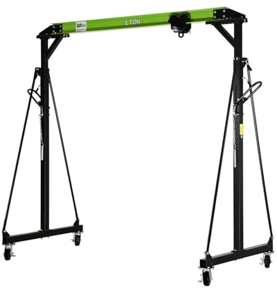 TRUTZHOLM Portalkran mit Laufkatze I Tragkraft 1 t I Stahl I Hubhöhe 2400-3600 mm I Durchfahrtsbreite 2400 mm I Mobiler Kran mit 360 Grad Lenkrollen I Brückenkran Portalhubkran für Werkstatt Lager