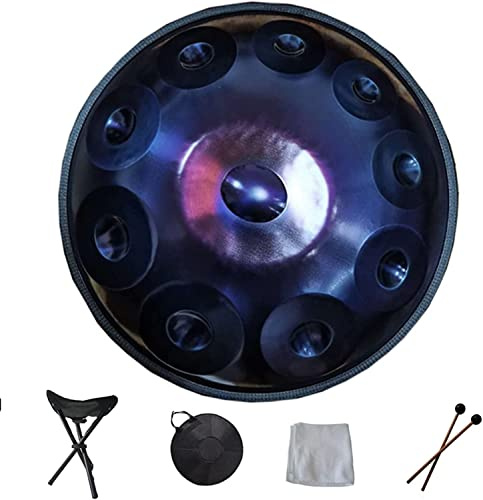Harmonische Handpan-Trommel, Handpan, 432 Hz, Handpan, Stahltrommel, 9/10 Noten, professionelles Schlaginstrument, Stahl-Handpan mit Handpan-Ständer, Handpan-Hülle, langlebigen Schlägeln und staubfr