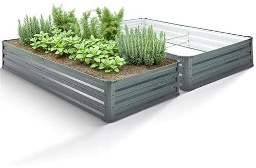 Arebos Set de 2 Camas elevadas de Metal 180x90x30 cm | Cama de jardín de Acero galvanizado | Cama de plantación Resistente a la Intemperie y al óxido | Kit de Cama elevada sin Base
