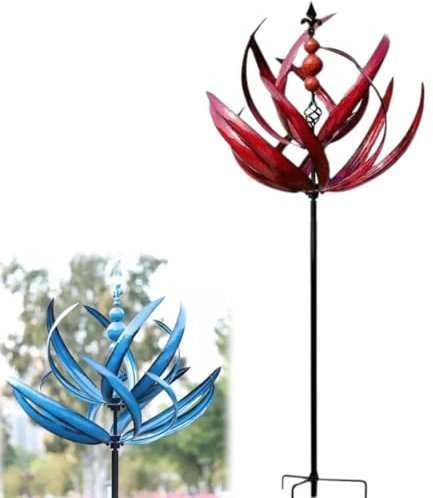 Moulin à vent rotatif en métal jardin - éolienne de jardin en fer pour pelouse, cour et décoration