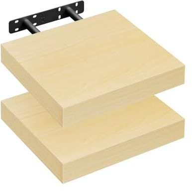 WOLTU Mensola da Muro Rettangolare Scaffale Libreria a Parete Decorazione per Cameretta Ufficio Porta CD/Dvd in Legno Rovere giallo 25cm, Set di 2, RG9365kei-2