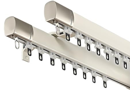 Robusto binario per tenda da parete, 3,6 m, doppio binario, ideale per soggiorno, camera da letto e hotel, sistema di scorrimento facile, design versatile bianco