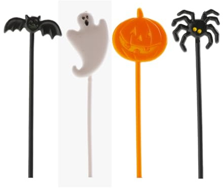 dekora – 8 pièces, Decoration Gateau Halloween, Cake topper pour decorer cupcakes, muffins, gateaux avec Citrouille, fantôme, chauve-souris et araignée