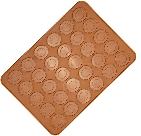 1 tappetino rotondo per macaron, con 30 fori, in silicone, per uso alimentare, antiaderente, per pasticceria, torte, forno, microonde, frigorifero, sicuro, facile da pulire, uso a lunga durata