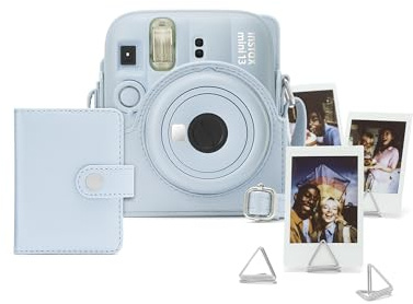 Kit d’Accessoires pour Appareil Photo instantané Instax Mini 13 Contenant Un étui prêt à photographier, Un Mini Album et des Clips Photo, Bleu Glacé