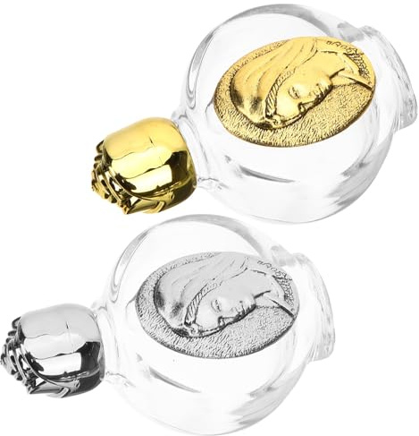 PRETYZOOM Lot de 2 Petites Bouteilles d'eau Bénite en Verre, Faciles à Remplir, Design Délicat et Élégant, pour Voyages et Saisons de Fêtes