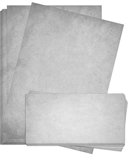 10 x Briefpapier und 10 x Briefumschläge Altes Papier Vintage Grau