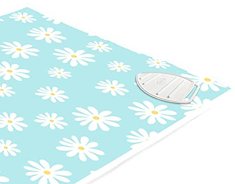 Encasa XO Case da stiro stuoia/pad 120x70 cm con imbottitura da 3 mm e supporto in ghisa siliconica per la pressatura a vapore sul tavolo o sul letto - Daisy Blue