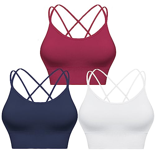 Sykooria Sport BH Damen Gepolstert Bustier Damen BH ohne Buegel Spaghettiträger Cross Back Design Push up BH Sport Bra Top für Yoga Fitness