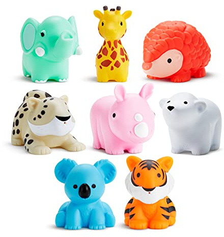Munchkin Baby Bath Toy Squirts for Babies and Toddlers 9 Months and Up, Wild Animal Squirters, 8 Pack