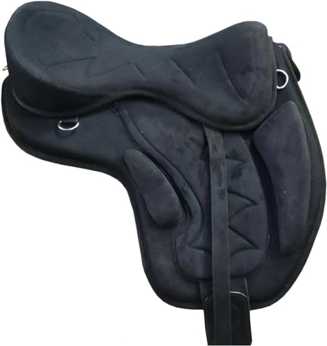 Sella per cavallo inglese Freemax in camoscio sintetico senza alberi di qualità premium a zigzag (40,6 cm)