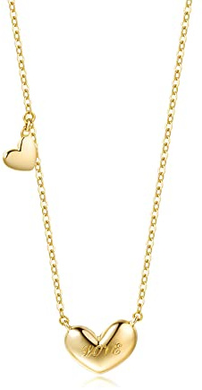 FANCIME Damen Kette mit Herz Anhänger aus Solide 14K 585 Gelb Gold Liebe Halskette Valentinstag Geschenkschmuck für Damen Mädchen- Verstellbar Kettenlänge: 40 + 5 cm