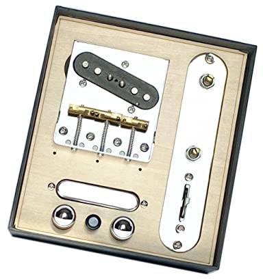 LAMSAM Vorverdrahtete Tele-Style Gitarren-Kontrollplatte, beladenes Alnico V-Steg-Tonabnehmer-Set, Schleifbrückenplatte, Messing, Oktavensattel, 3-Wege-Telecaster-Tonabnehmerschalter, Montage, Chrom