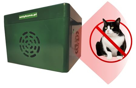 Antykuna Ultraschall-Tierabwehr - für Katzen | Einfach zu installierender Nagetiervertreiber | Hochfrequenzgerät | Große Reichweite von 320 m² | Schutz von Haus, Garage und Grundstück